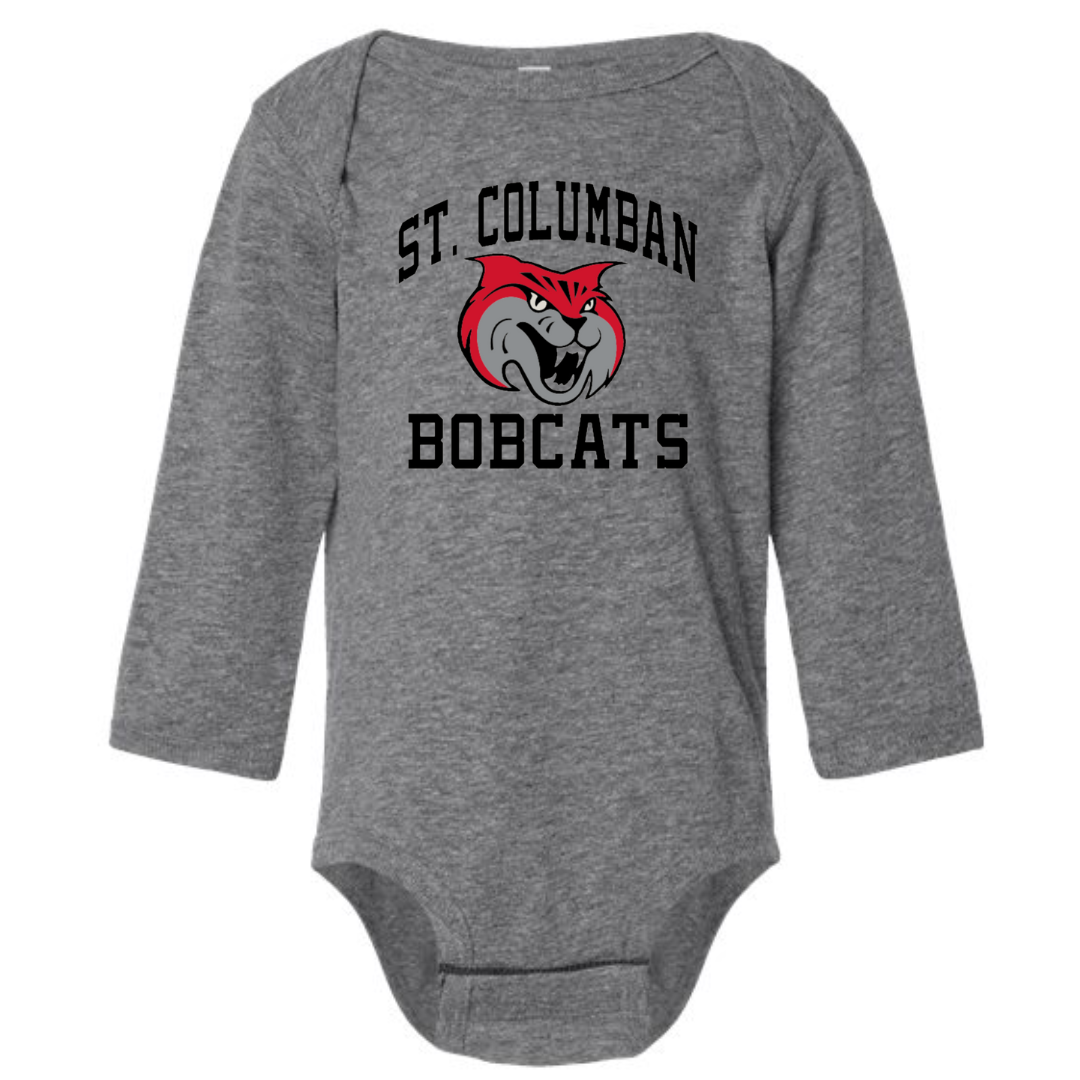 Saint Columban Long Sleeve Body Suit on Deep Heather-INFANT--Lemons and Limes Boutique