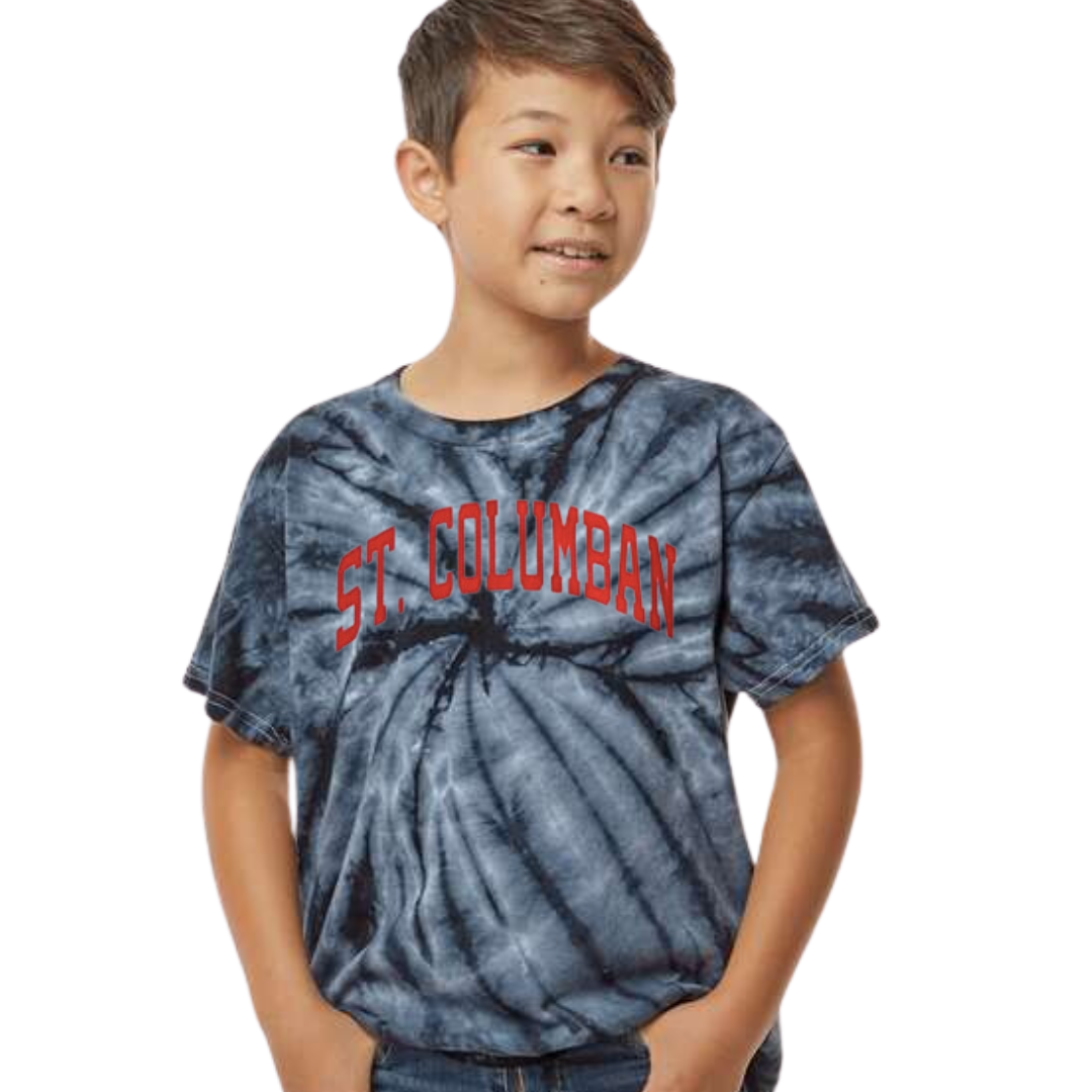 St. Columban T-Shirt on Black Tie Dye-YOUTH--Lemons and Limes Boutique