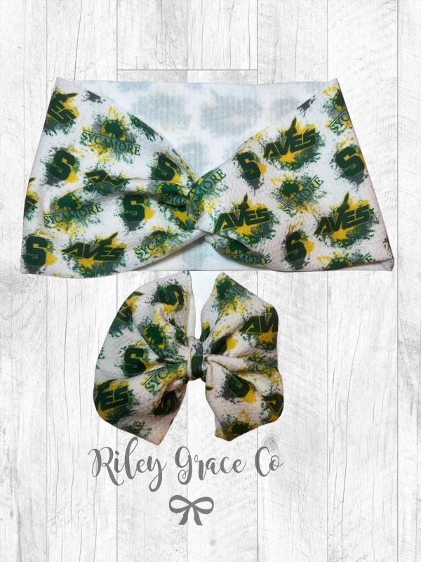 Sycamore School Exclusive Print Bow on Rust Free Clip--Lemons and Limes Boutique