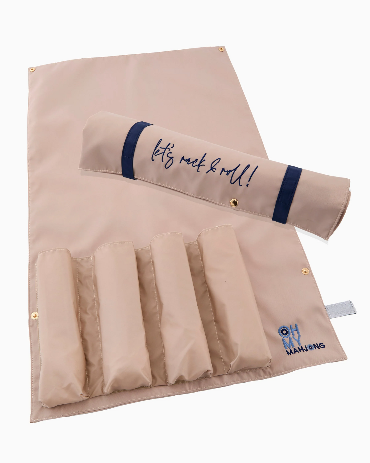 Tan Let's Rack & Roll Bag by Oh My Mahjong
