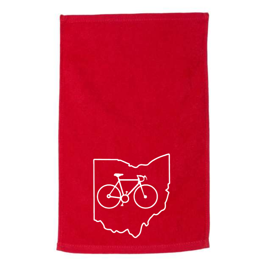 Ohio Bike on Red Tea Towel--Lemons and Limes Boutique