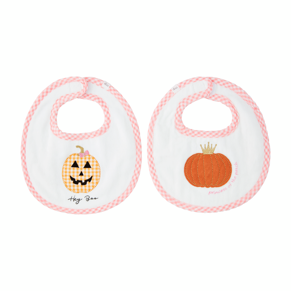 Girl Pumpkin Reversible Bib--Lemons and Limes Boutique