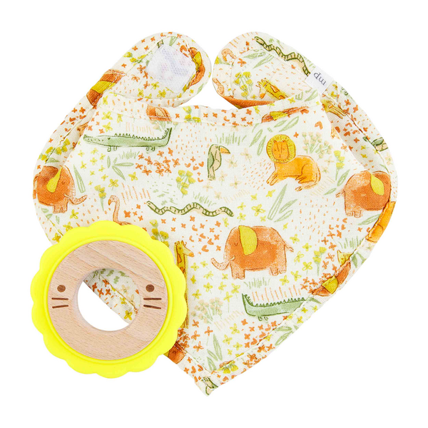 Safari Bib & Teether Set by Mudpie--Lemons and Limes Boutique