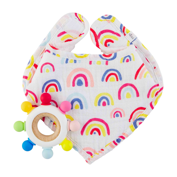 Rainbow Bib & Teether Set by Mudpie--Lemons and Limes Boutique