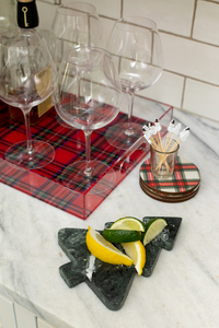 White Tartan Lacquer Coasters by Mudpie--Lemons and Limes Boutique