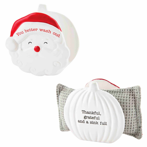 Pumpkin/Santa Reversible Sponge Holder--Lemons and Limes Boutique