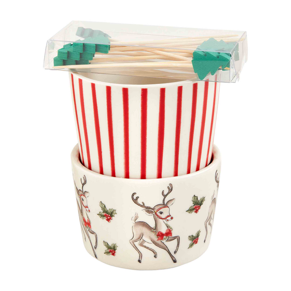 Vintage Reindeer Ramekin and Toothpick Set by Mudpie-Lemons and Limes Boutique