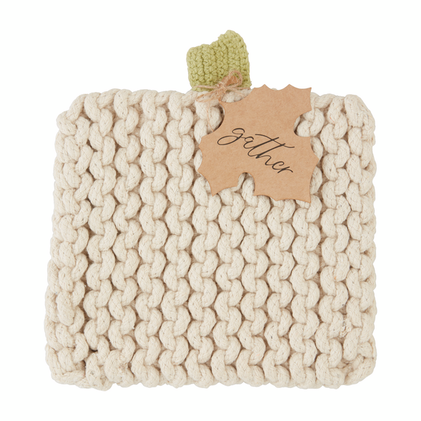 Cream Pumpkin Knit Trivet--Lemons and Limes Boutique