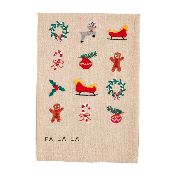 Christmas Icons French Knot Towel by Mudpie--Lemons and Limes Boutique