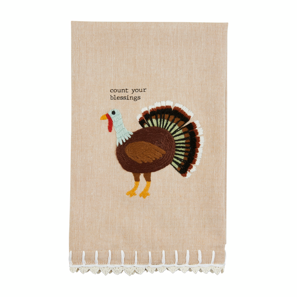 Turkey Embroidered Crochet Towel--Lemons and Limes Boutique