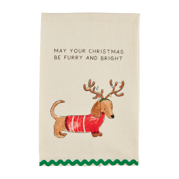 May Your Christmas Dog Ric-Rac Towel by Mudpie--Lemons and Limes Boutique