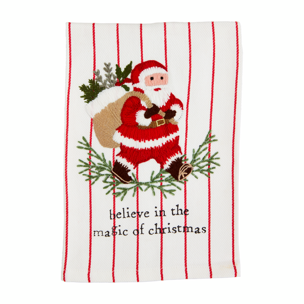 Santa Embroidered Towel by Mudpie--Lemons and Limes Boutique