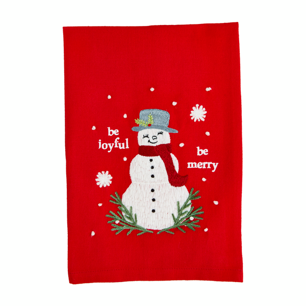 Snowman Embroidered Towell by Mudpie--Lemons and Limes Boutique