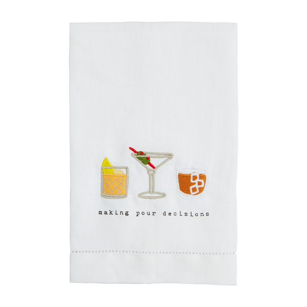 Cocktail Icon Embroidered Towel by Mudpie--Lemons and Limes Boutique