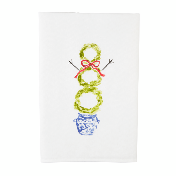 Snowman Christmas Topiary Towel by Mudpie--Lemons and Limes Boutique