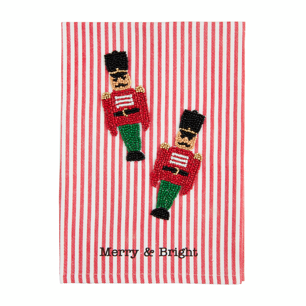 Nutcracker Christmas Beaded Towel by Mudpie--Lemons and Limes Boutique