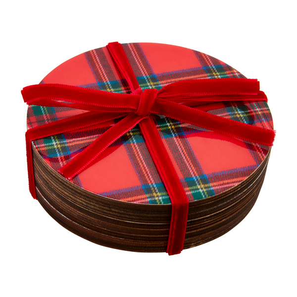 Red Tartan Lacquer Coaster by Mudpie--Lemons and Limes Boutique