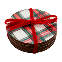 White Tartan Lacquer Coasters by Mudpie--Lemons and Limes Boutique