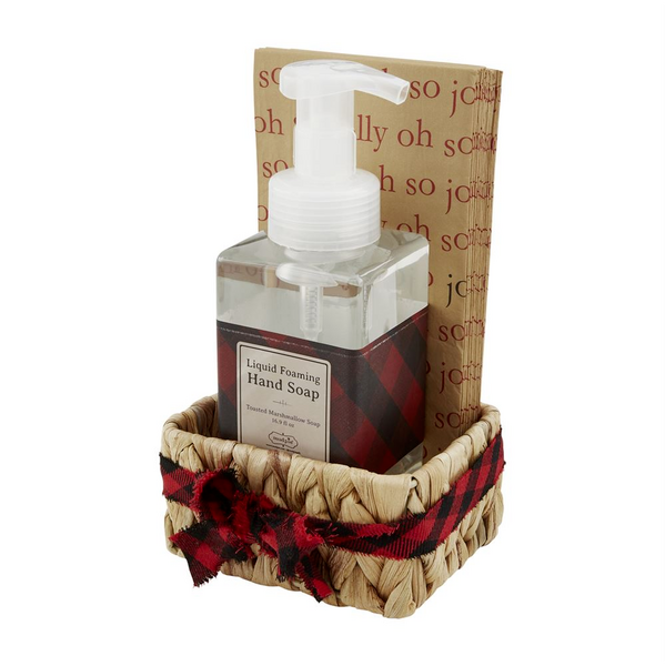 Red Check Soap & Guest Towel Basket Set by Mudpie-Lemons and Limes Boutique