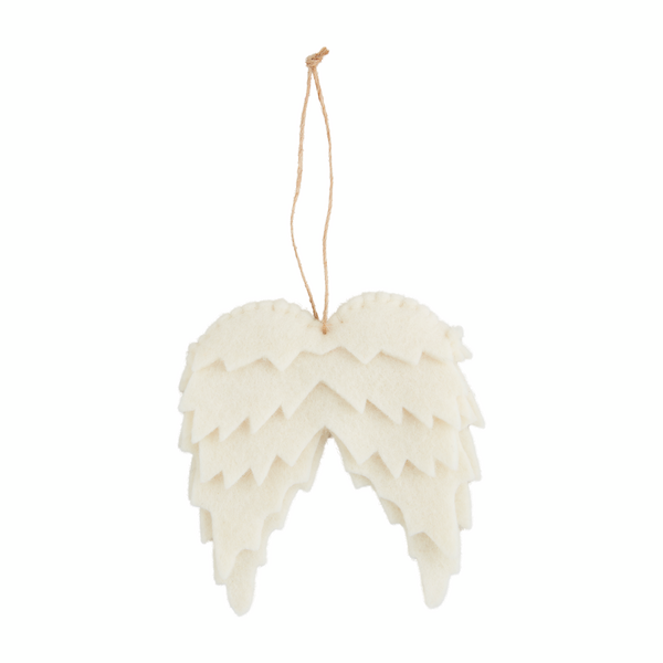 Wings White Felt Ornament-Lemons and Limes Boutique