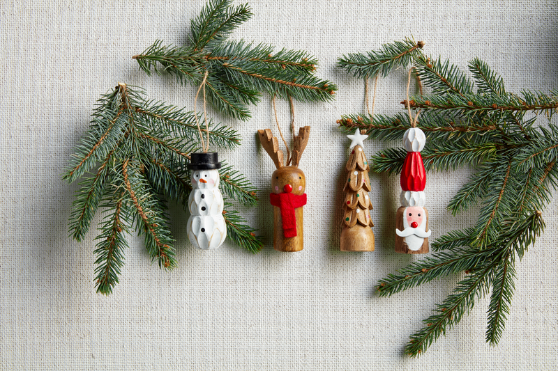 Snowman Wood Peg Ornaments by Mudpie--Lemons and Limes Boutique