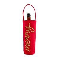 Red Tinsel Wine Bag by Mudpie--Lemons and Limes Boutique