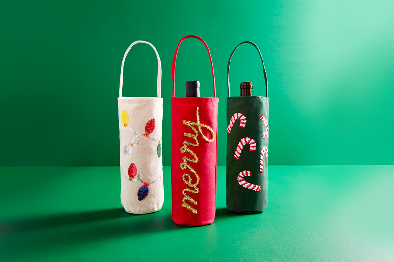 Green Sequin Wine Bag by Mudpie-Lemons and Limes Boutique