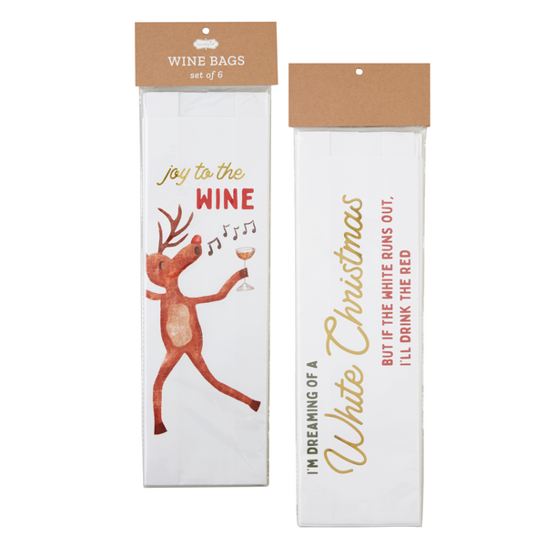 Joy Christmas Paper Wine Bag Set by Mudpie--Lemons and Limes Boutique