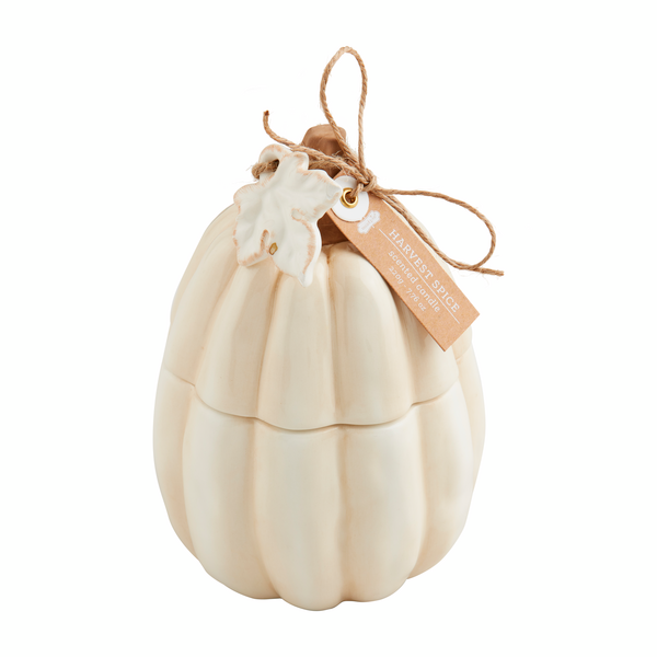 White Ceramic Pumpkin Candle--Lemons and Limes Boutique