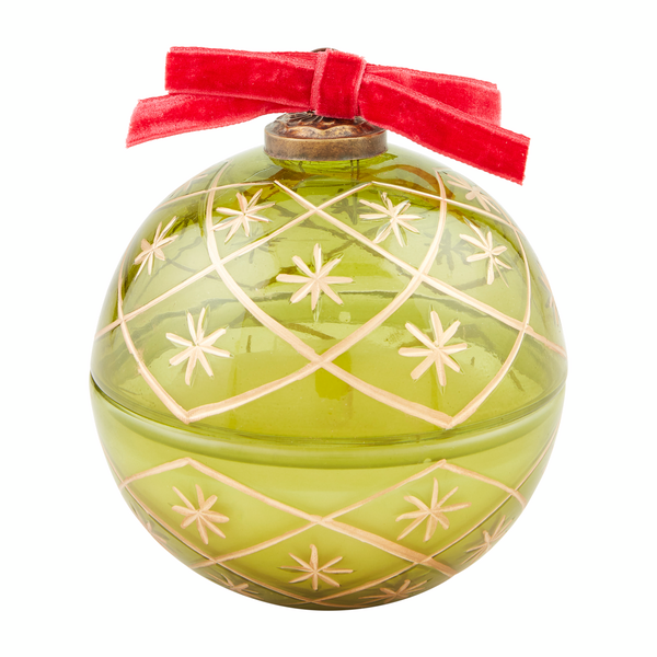 Green Glass Ornament Candle--Lemons and Limes Boutique