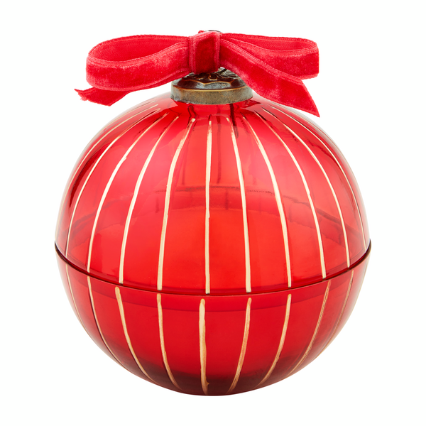 Red Glass Ornament Candle by Mudpie--Lemons and Limes Boutique