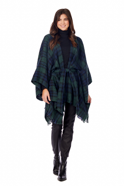 Brinley Belted Poncho in Green by Mudpie--Lemons and Limes Boutique