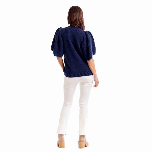 Asteria Scalloped Sweater in Navy by Mudpie--Lemons and Limes Boutique