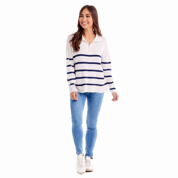 Carlisle Stripe Pullover in Navy and White by Mudpie--Lemons and Limes Boutique