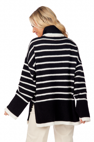 Black Dunn Striped Sweater by Mudpie--Lemons and Limes Boutique