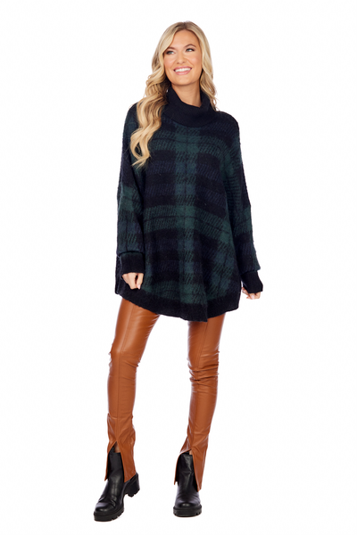 Carla Plaid Sweater in Green by Mudpie--Lemons and Limes Boutique