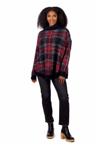 Carla Plaid Sweater in Red by Mudpie--Lemons and Limes Boutique