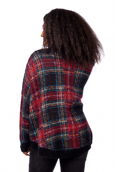 Carla Plaid Sweater in Red by Mudpie--Lemons and Limes Boutique