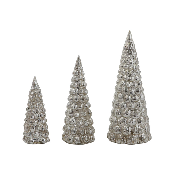 Embossed Mercury Glass Trees, Set of 3-Lemons and Limes Boutique
