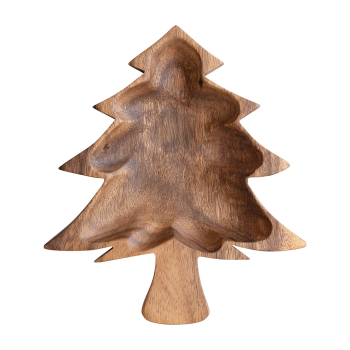 Acacia Wood Christmas Tree Shaped Bowl-Lemons and Limes Boutique