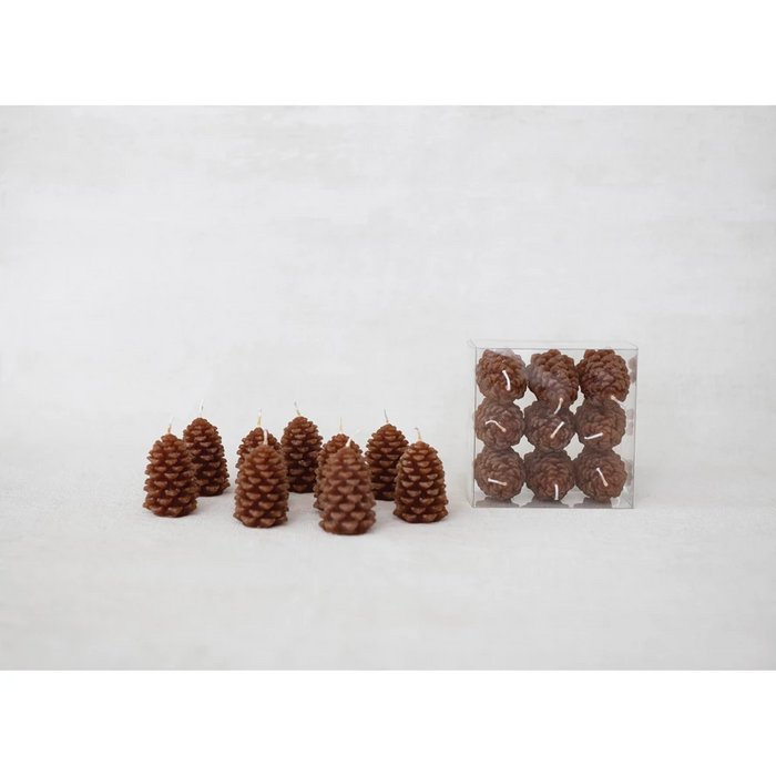 Unscented Pinecone Shaped Tealights In Brown, 2 Styles--Lemons and Limes Boutique