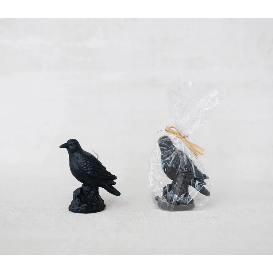 4"H Unscented Crow Shaped Candle in Black-Lemons and Limes Boutique