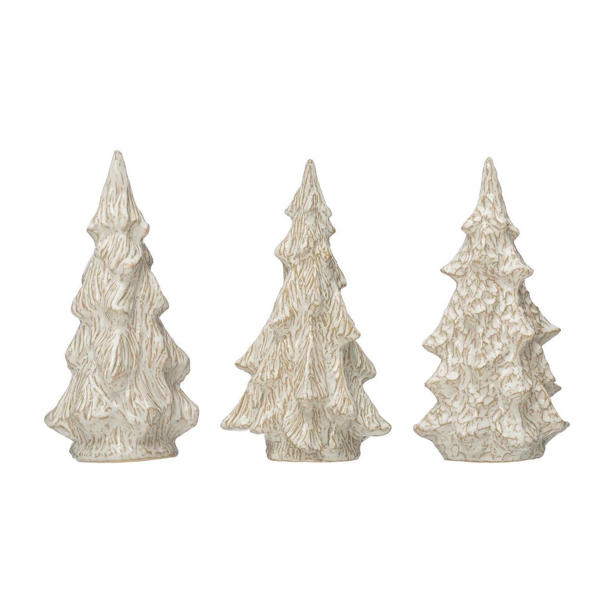 5-1/4" Round x 10-1/2"H Stoneware Tree, Reactive Glaze, White, 3 Styles-Lemons and Limes Boutique