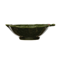 Stoneware Holly Leaf Bowl, Green and Red-Lemons and Limes Boutique