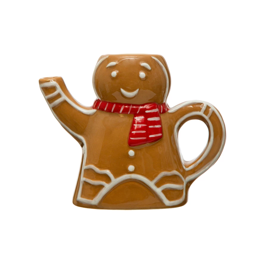 Hand-Painted Ceramic Gingerbread Man w/ Scarf Creamer-Lemons and Limes Boutique