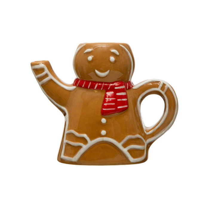 Hand-Painted Ceramic Gingerbread Man w/ Scarf Creamer-Lemons and Limes Boutique