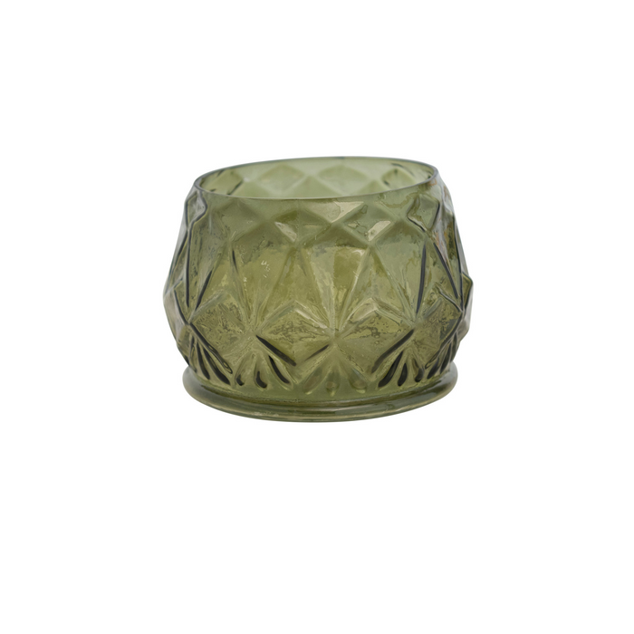 Embossed Glass Teal Light/Votive Holder, Green-Lemons and Limes Boutique