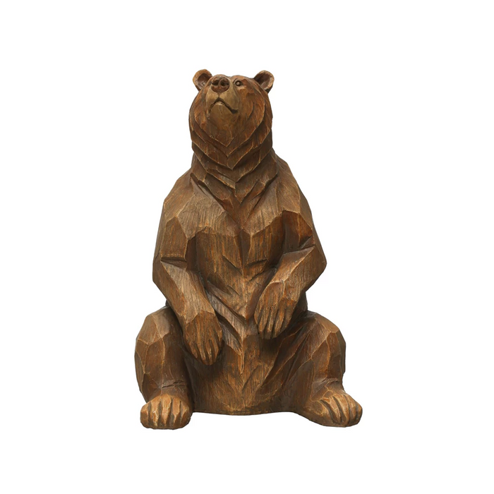 Resin Sitting Bear, Wood Finish--Lemons and Limes Boutique