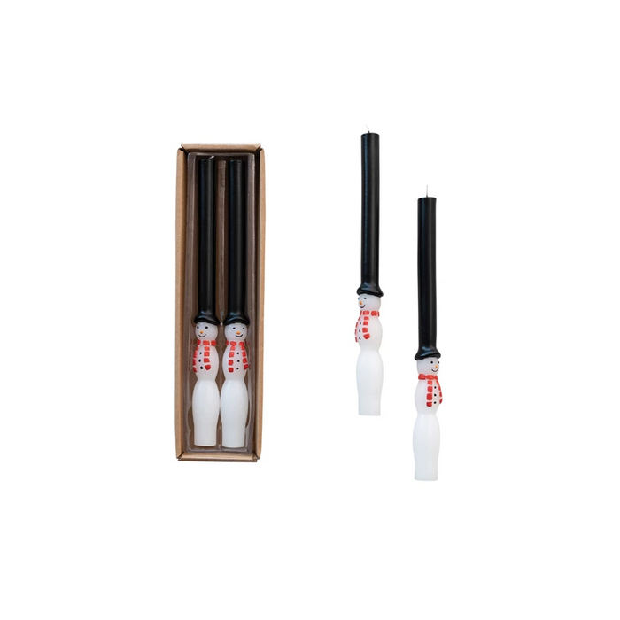 Unscented Snowman Taper Candles in Box, Set of 2-Lemons and Limes Boutique