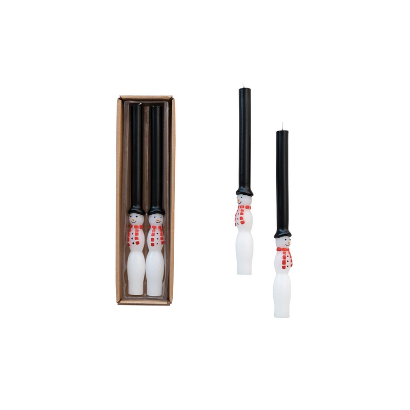 Unscented Snowman Taper Candles in Box, Set of 2-Lemons and Limes Boutique